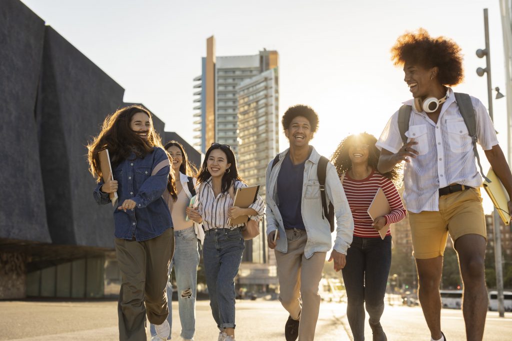 multiracial students having fun together min